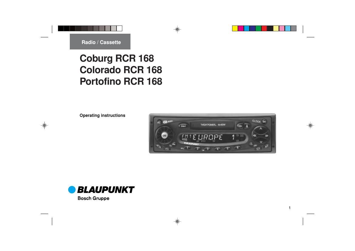 Blaupunkt Colorado RCR 168 Owners Manual