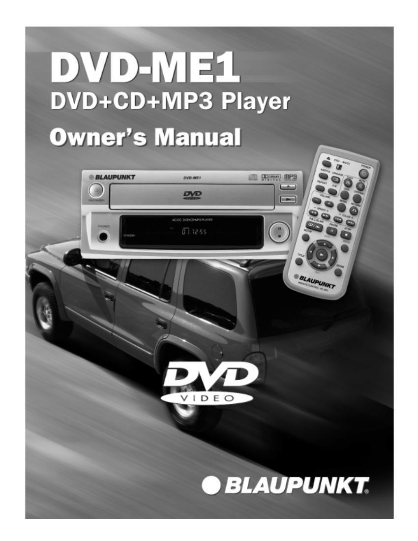Blaupunkt DVD ME1 Owners Manual