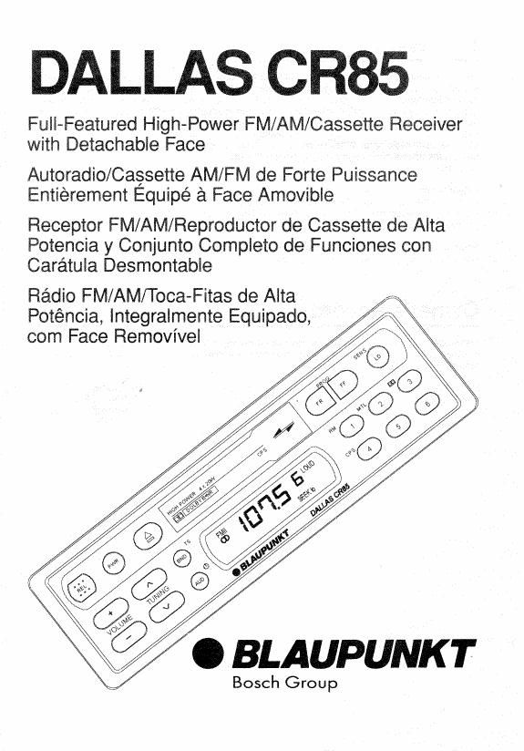 Blaupunkt Dallas CR 85 Owners Manual