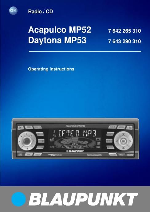 Blaupunkt Daytona MP 53 Owners Manual