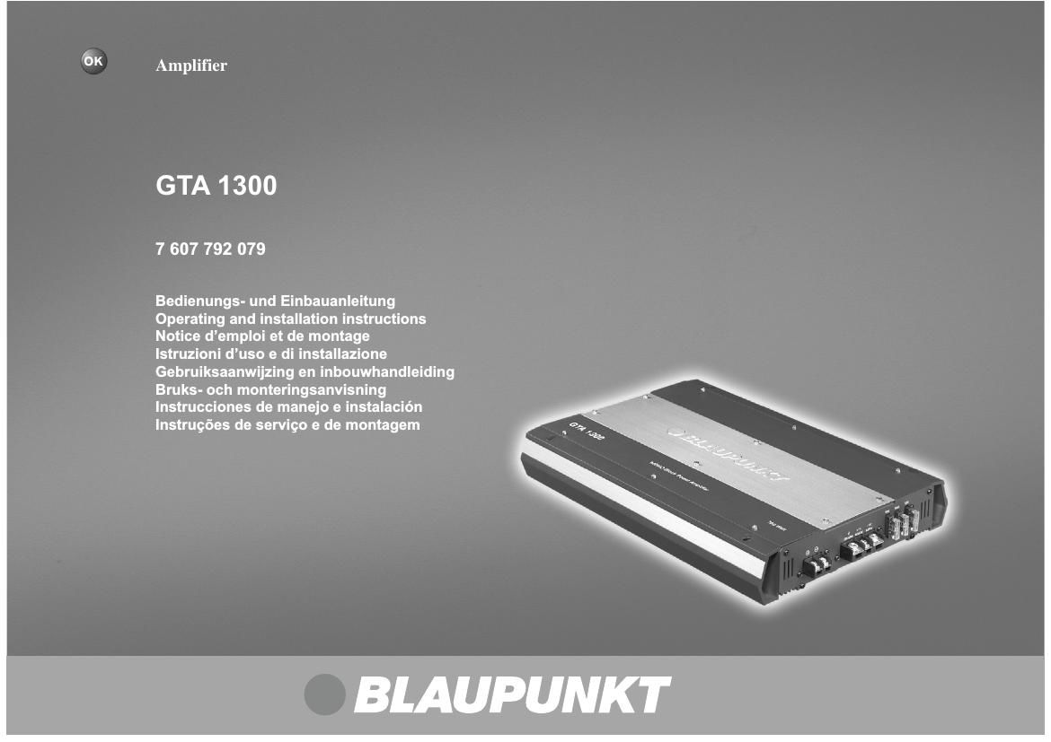 Blaupunkt GTA 1300 Owners Manual