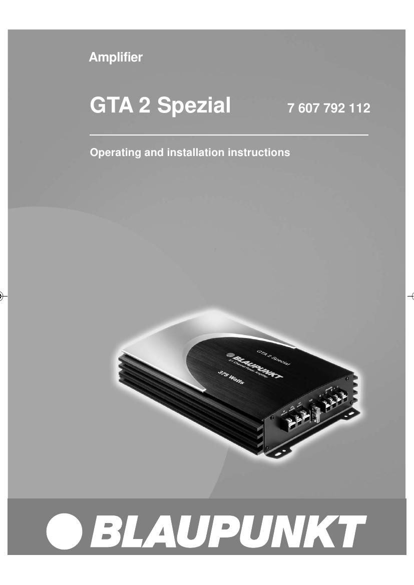 Blaupunkt GTA 2 Spezial Owners Manual