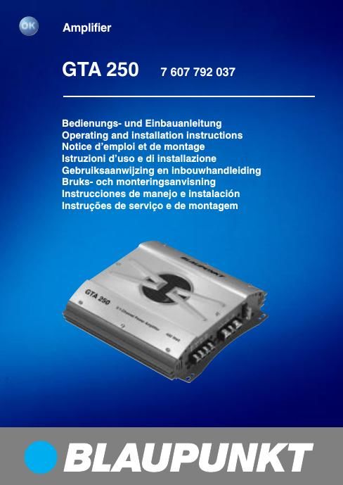 Blaupunkt GTA 250 Owners Manual