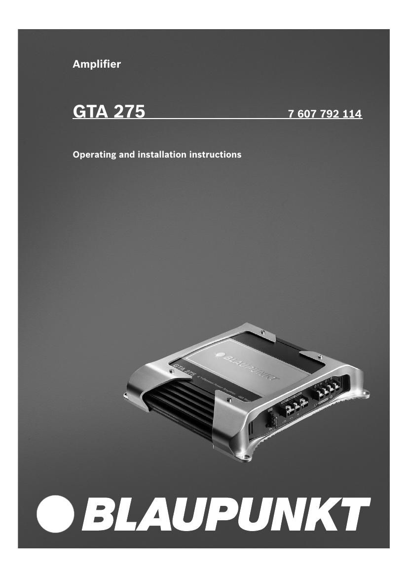 Blaupunkt GTA 275 Owners Manual
