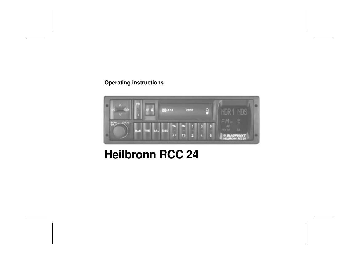 Blaupunkt Heilbronn RCC 24 Owners Manual