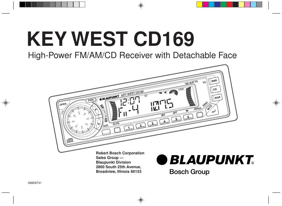 Blaupunkt Key West CD 169 Owners Manual