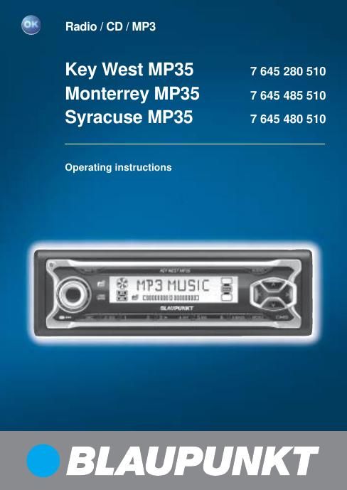 Blaupunkt Key West MP 35 Owners Manual