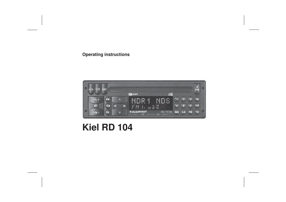 Blaupunkt Kiel RD 104 Owners Manual