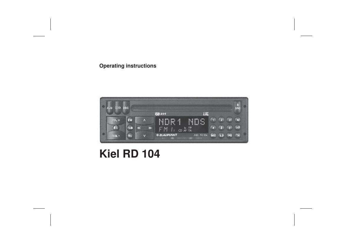 Blaupunkt Kiel RD 104 Owners Manual