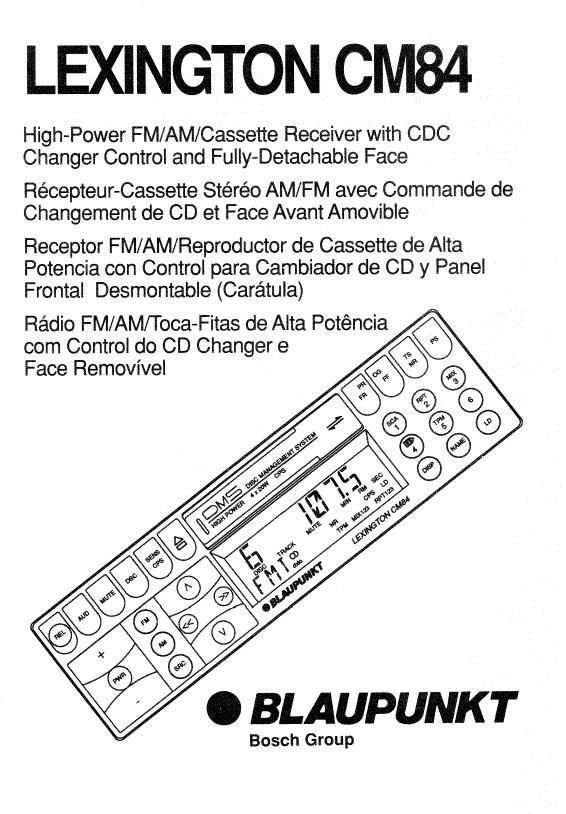 Blaupunkt Lexington CM 84 Owners Manual