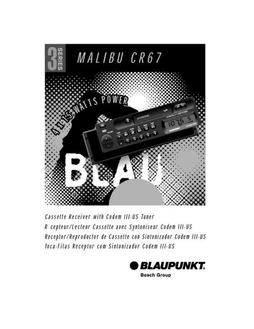 Blaupunkt Malibu CR 67 Owners Manual