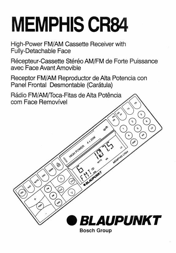 Blaupunkt Menphis CR 84 Owners Manual