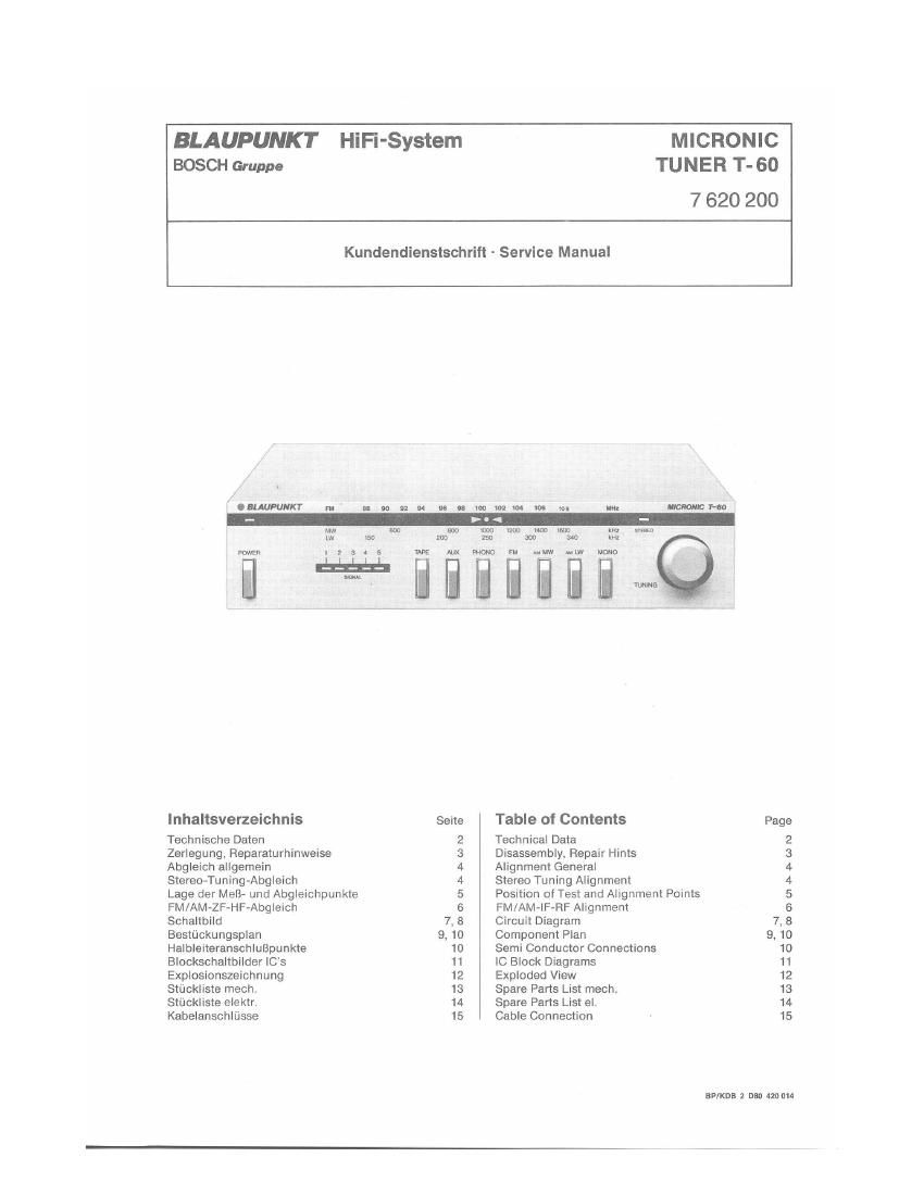 Blaupunkt Micronic T 60 Service Manual