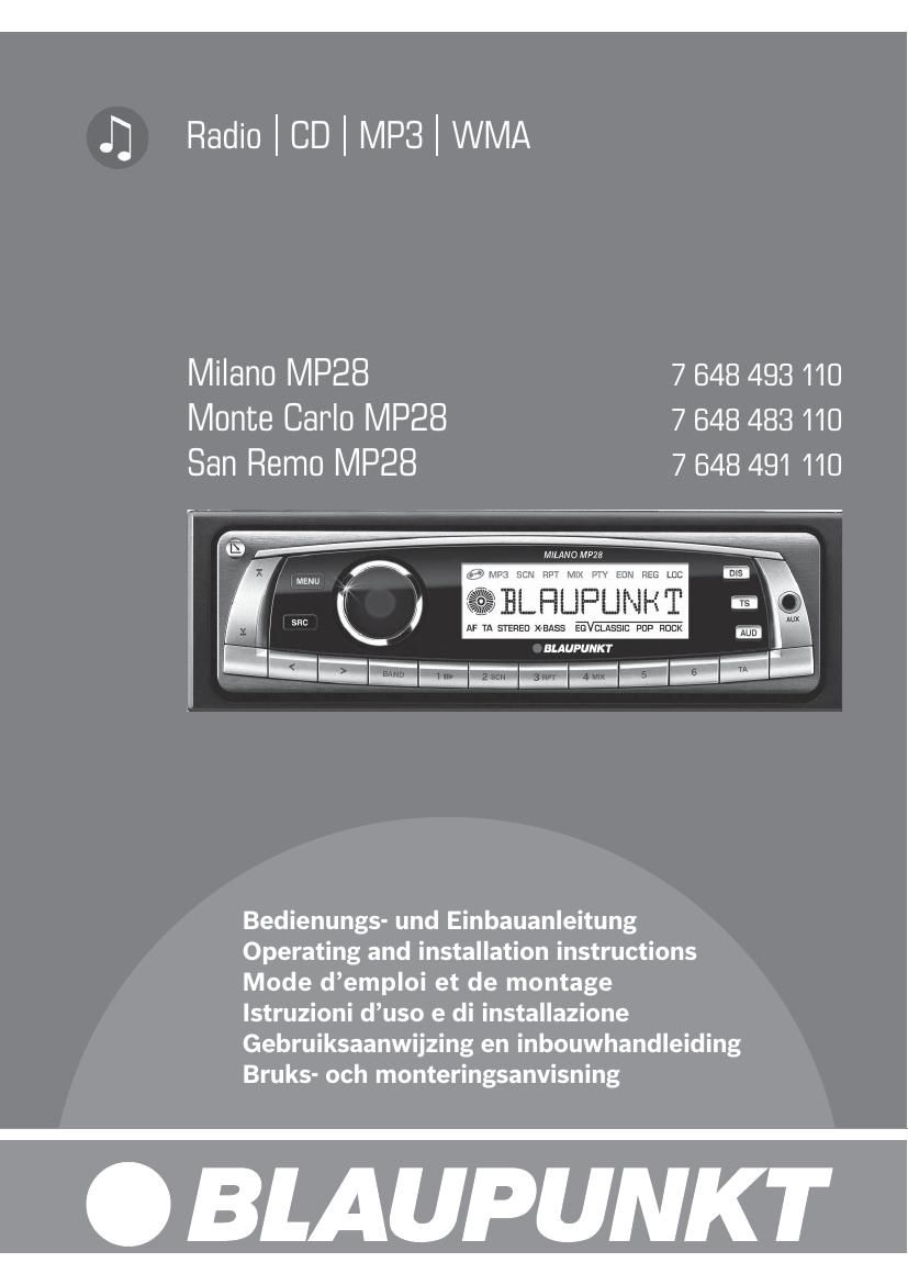 Blaupunkt Milano MP 28 Owners Manual