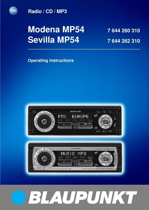 Blaupunkt Modena MP 54 Owners Manual