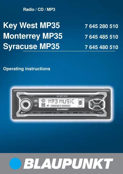 Blaupunkt Monterrey MP 35 Owners Manual