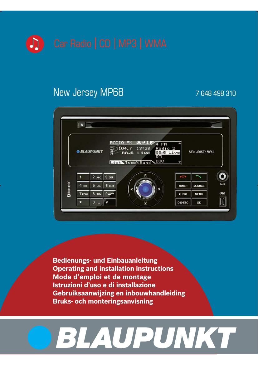 Blaupunkt New Jersey MP 68 Owners Manual