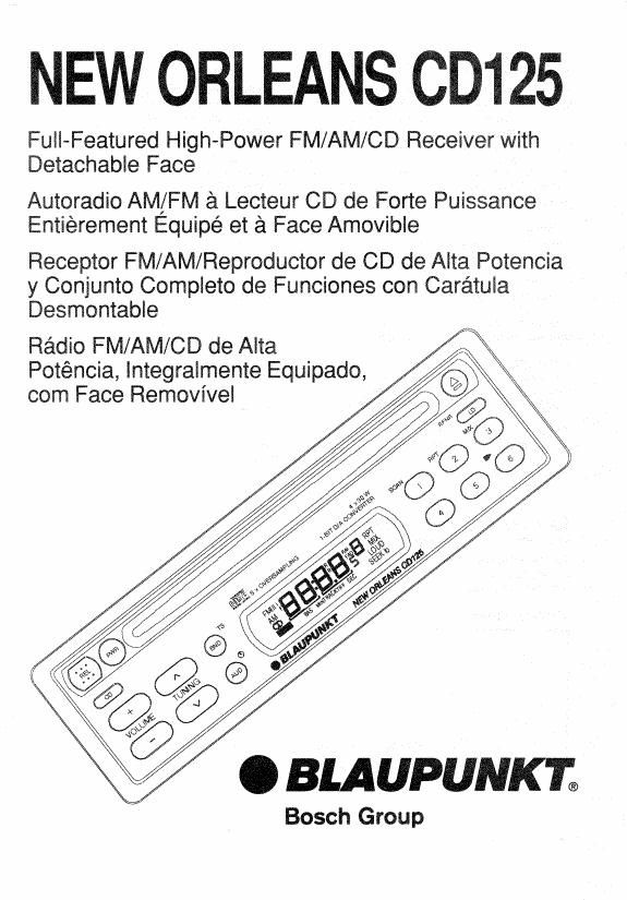 Blaupunkt New Orleans CD 125 Owners Manual