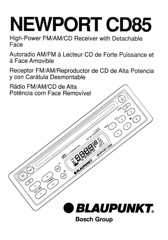 Blaupunkt Newport CD 85 Owners Manual