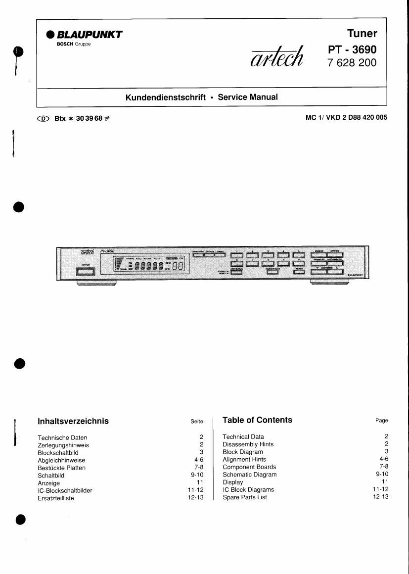 Blaupunkt PT 3690 Service Manual