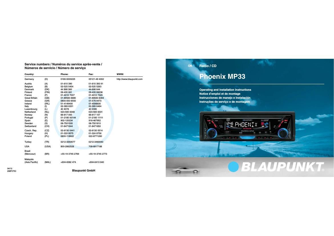 Blaupunkt Phoenix MP 33 Owners Manual