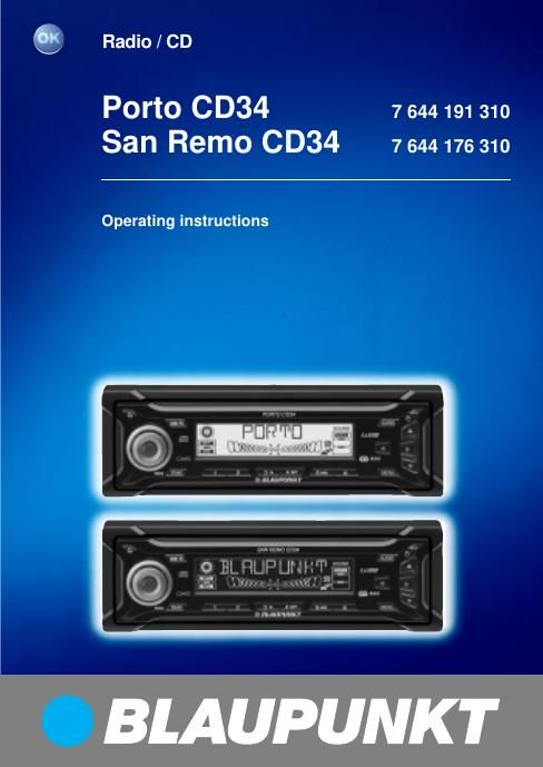 Blaupunkt Porto CD 34 Owners Manual