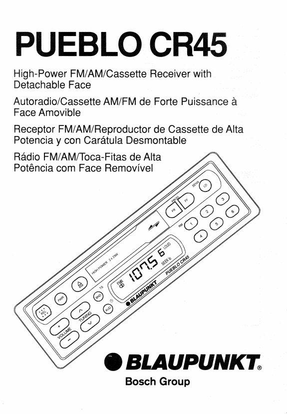 Blaupunkt Pueblo CR 45 Owners Manual