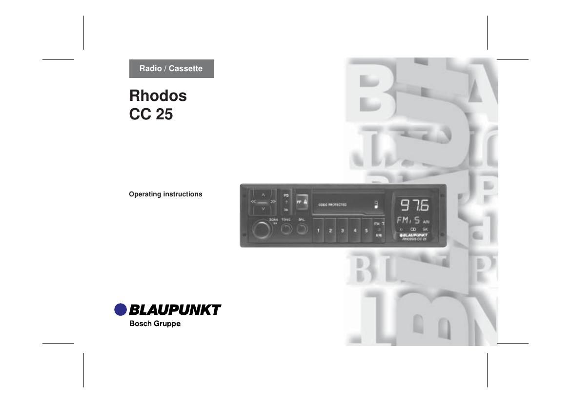 Blaupunkt Rhodos CC 25 Owners Manual