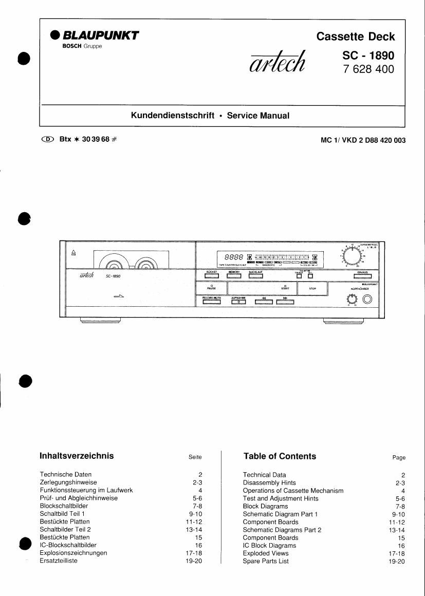 Blaupunkt SC 1890 Service Manual