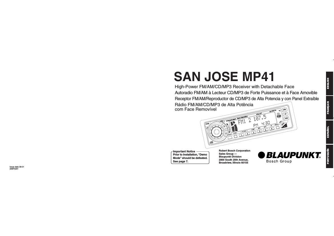 Blaupunkt San Jose MP 41 Owners Manual