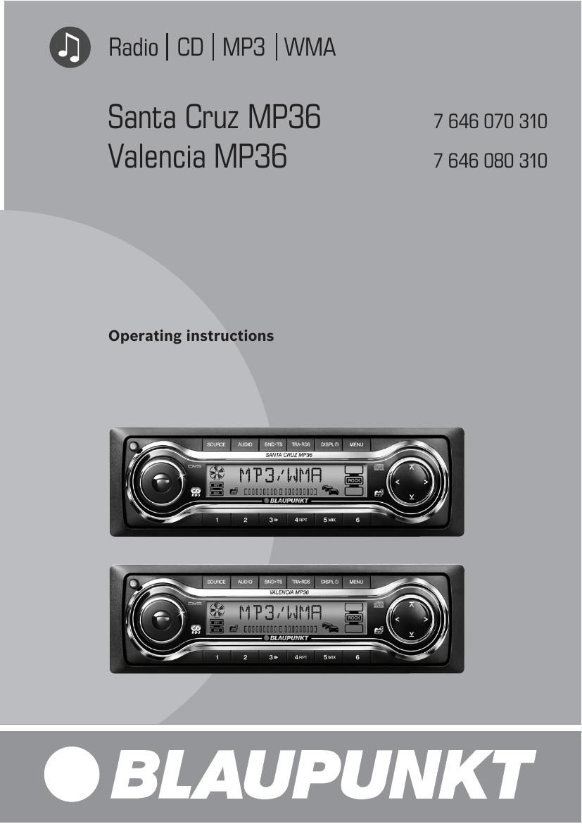 Blaupunkt Santa Cruz MP 36 Owners Manual