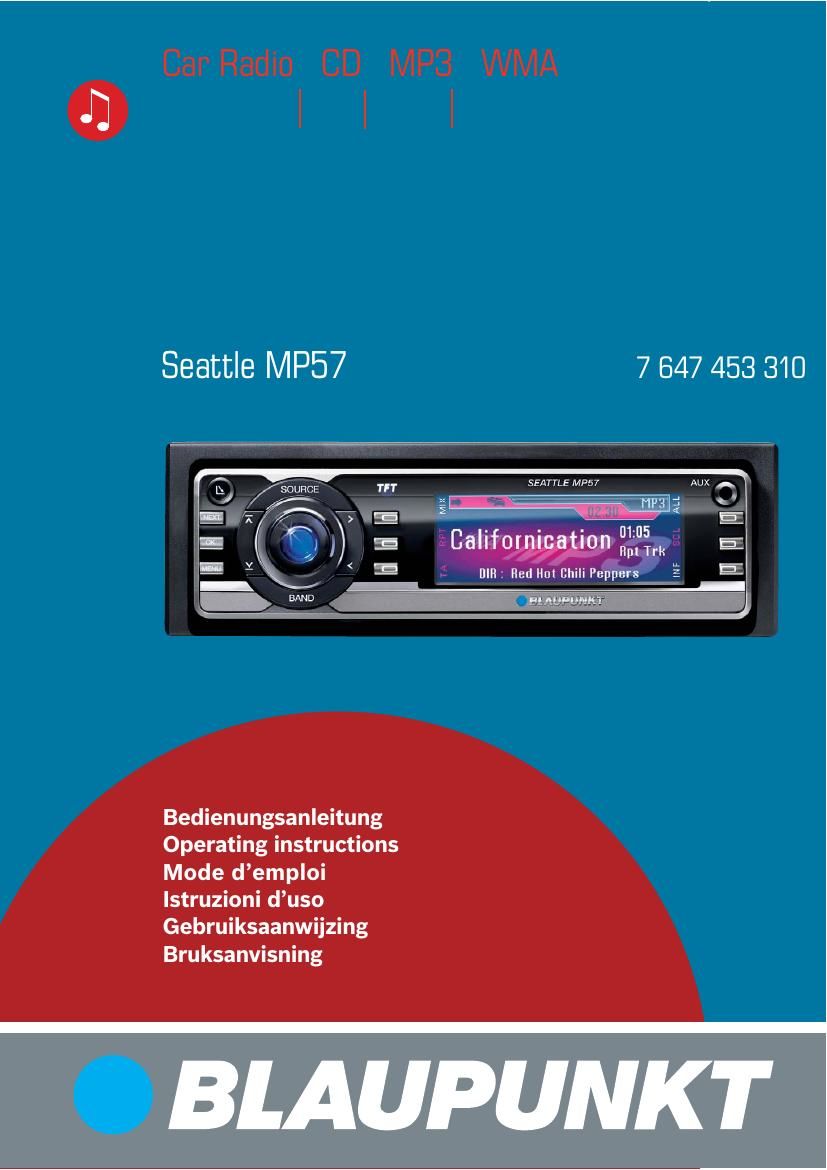 Blaupunkt Seattle MP 57 Owners Manual