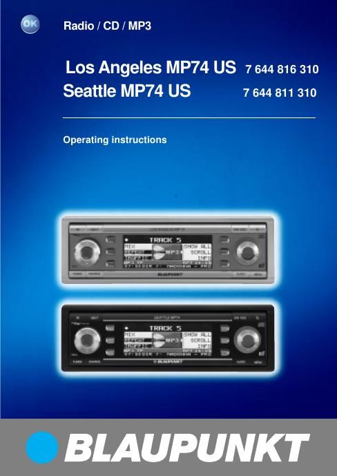 Blaupunkt Seattle MP 74 US Owners Manual