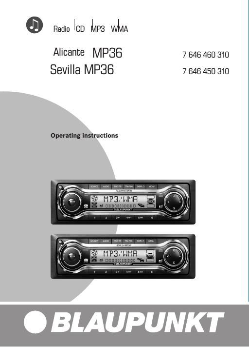 Blaupunkt Sevilla MP 36 Owners Manual