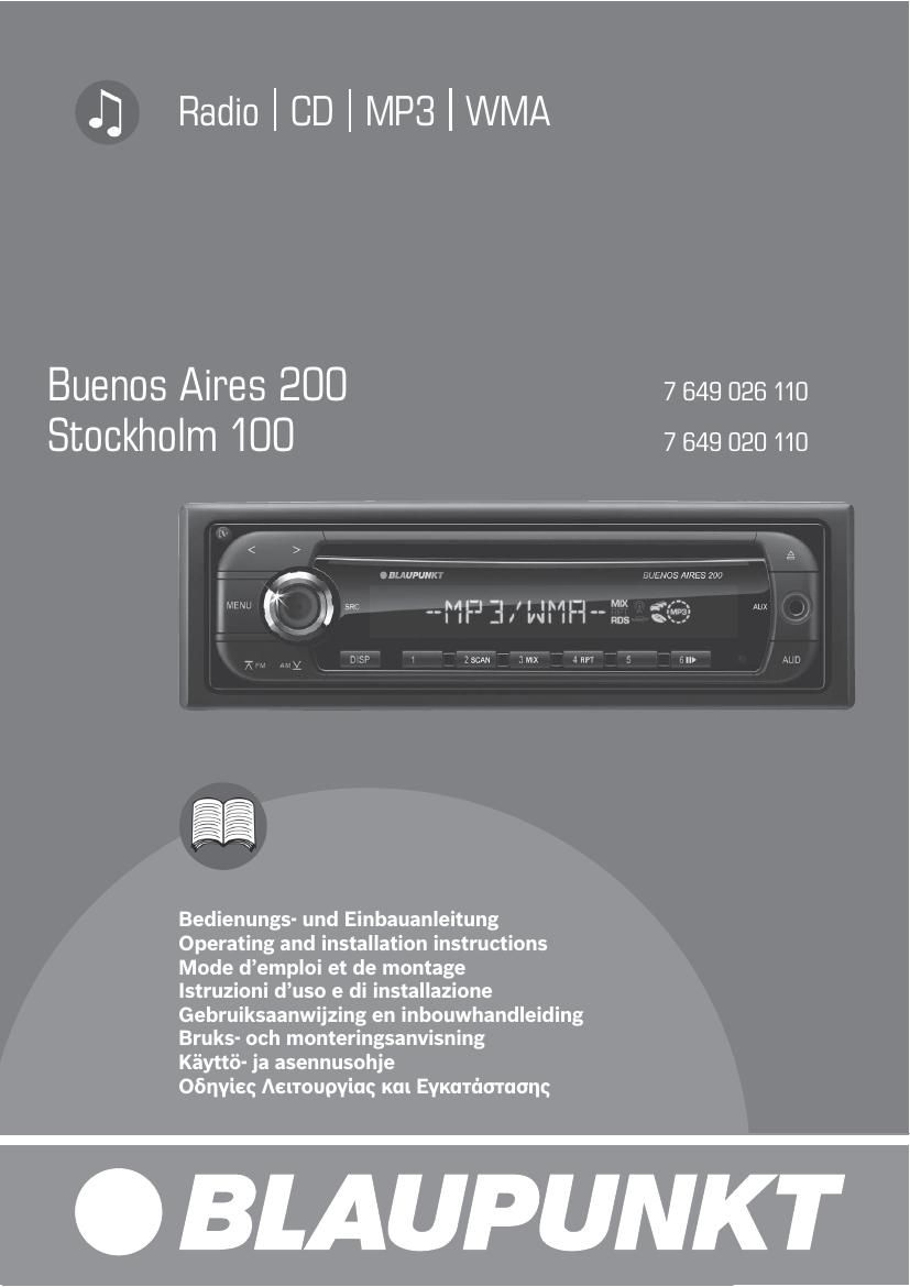 Blaupunkt Stockholm 100 Owners Manual