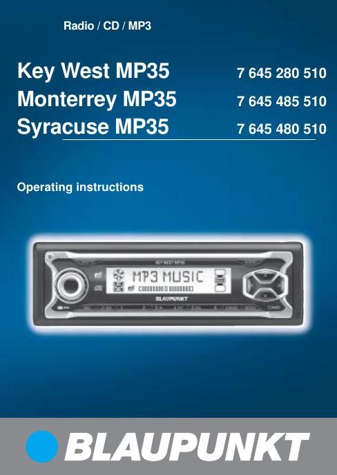 Blaupunkt Syracuse MP 35 Owners Manual