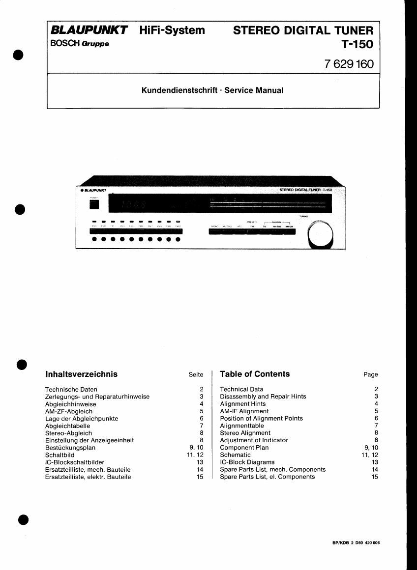 Blaupunkt T 150 Service Manual