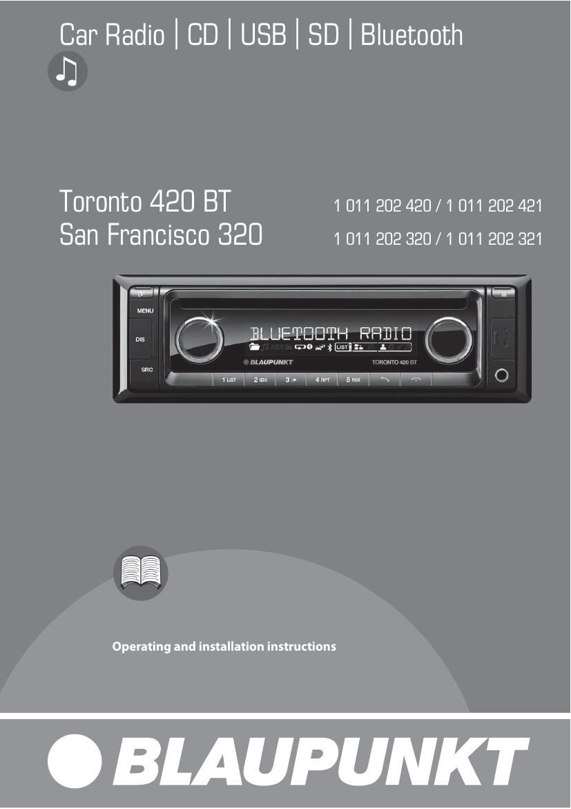 Blaupunkt Toronto 420 BT Owners Manual