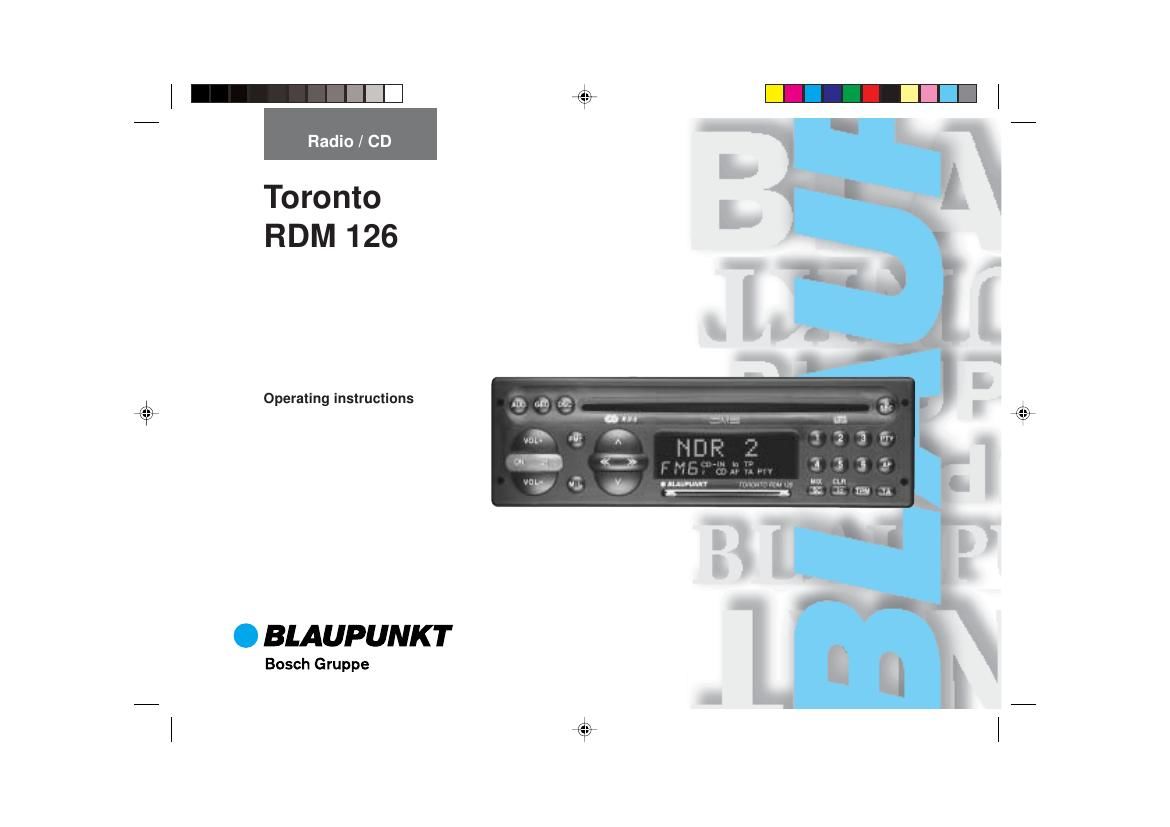 Blaupunkt Toronto RDM 126 Owners Manual