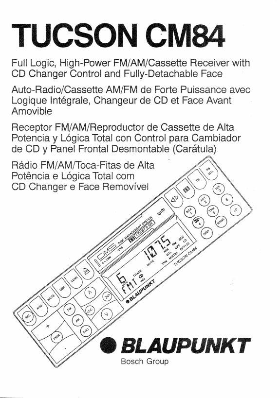 Blaupunkt Tucson CM 84 Owners Manual