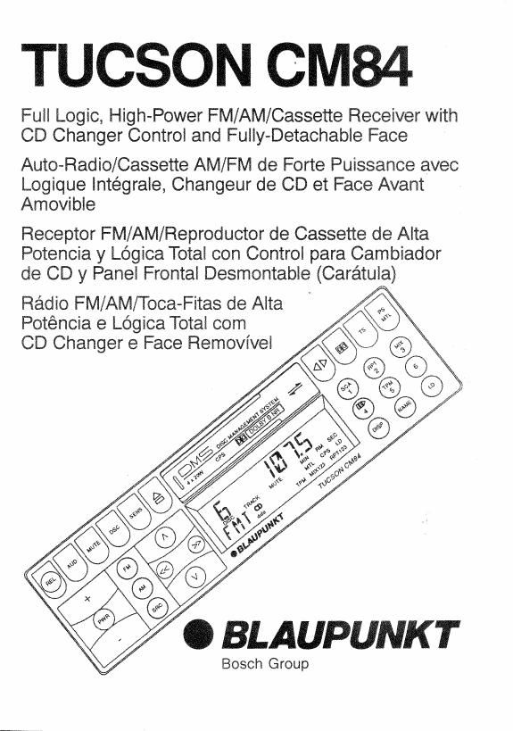 Blaupunkt Tucson CM 84 Owners Manual