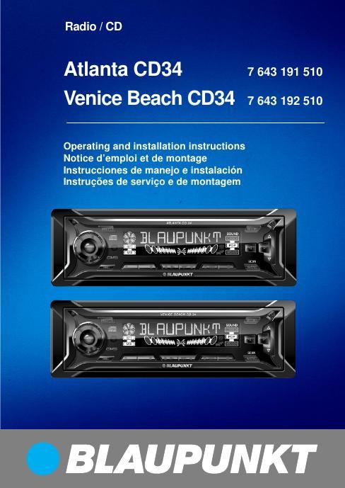 Blaupunkt Venice Beach CD 34 Owners Manual