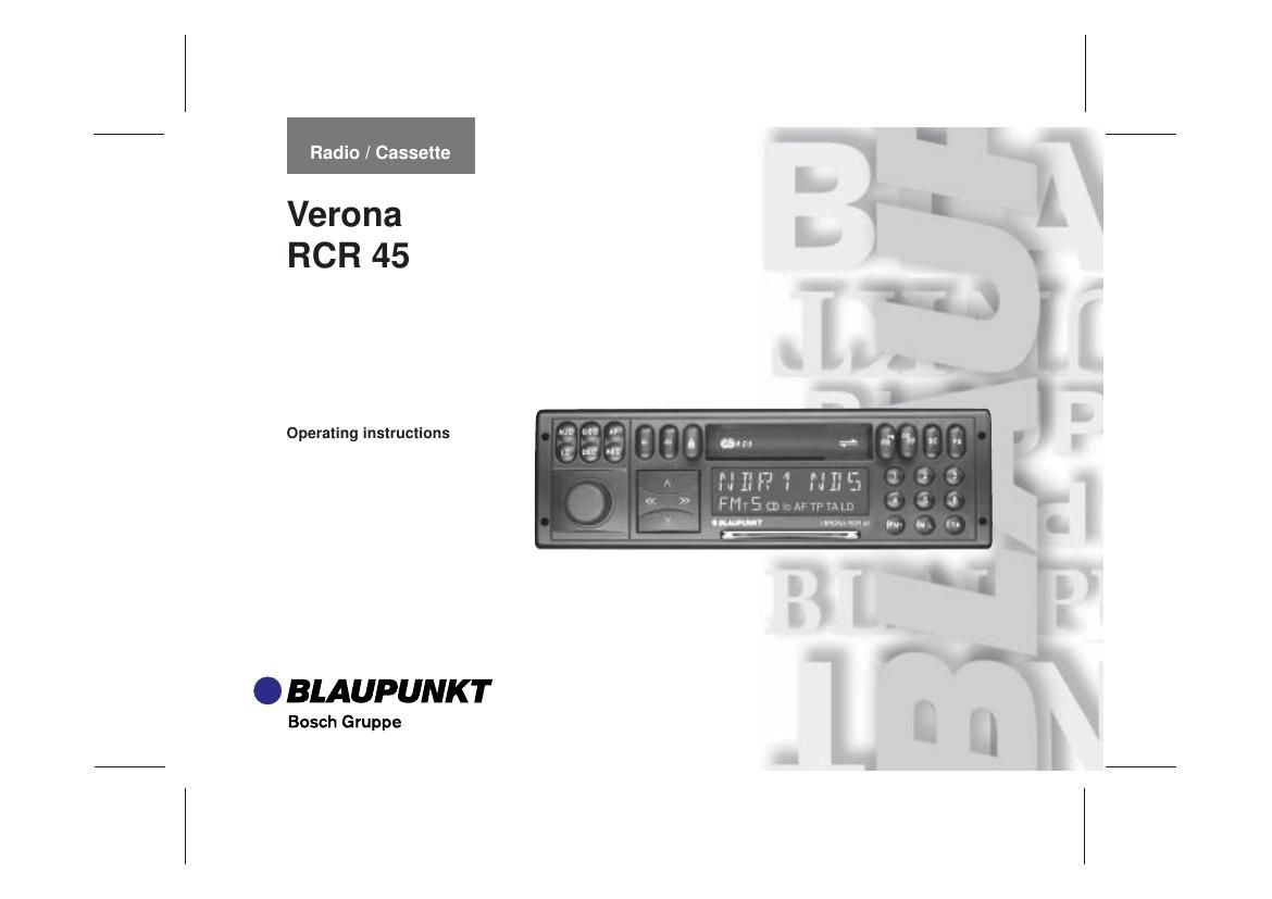 Blaupunkt Verona RCR 45 Owners Manual