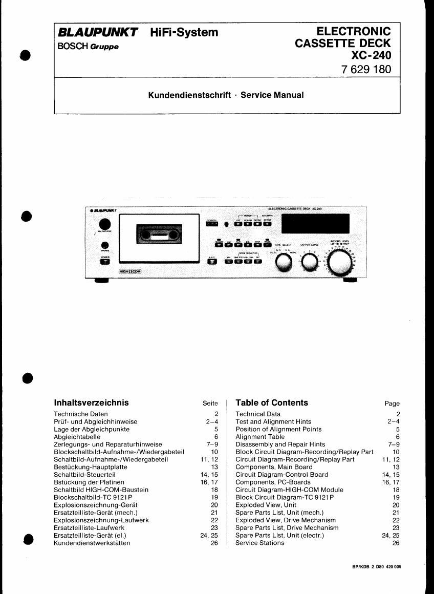 Blaupunkt XC 240 Service Manual