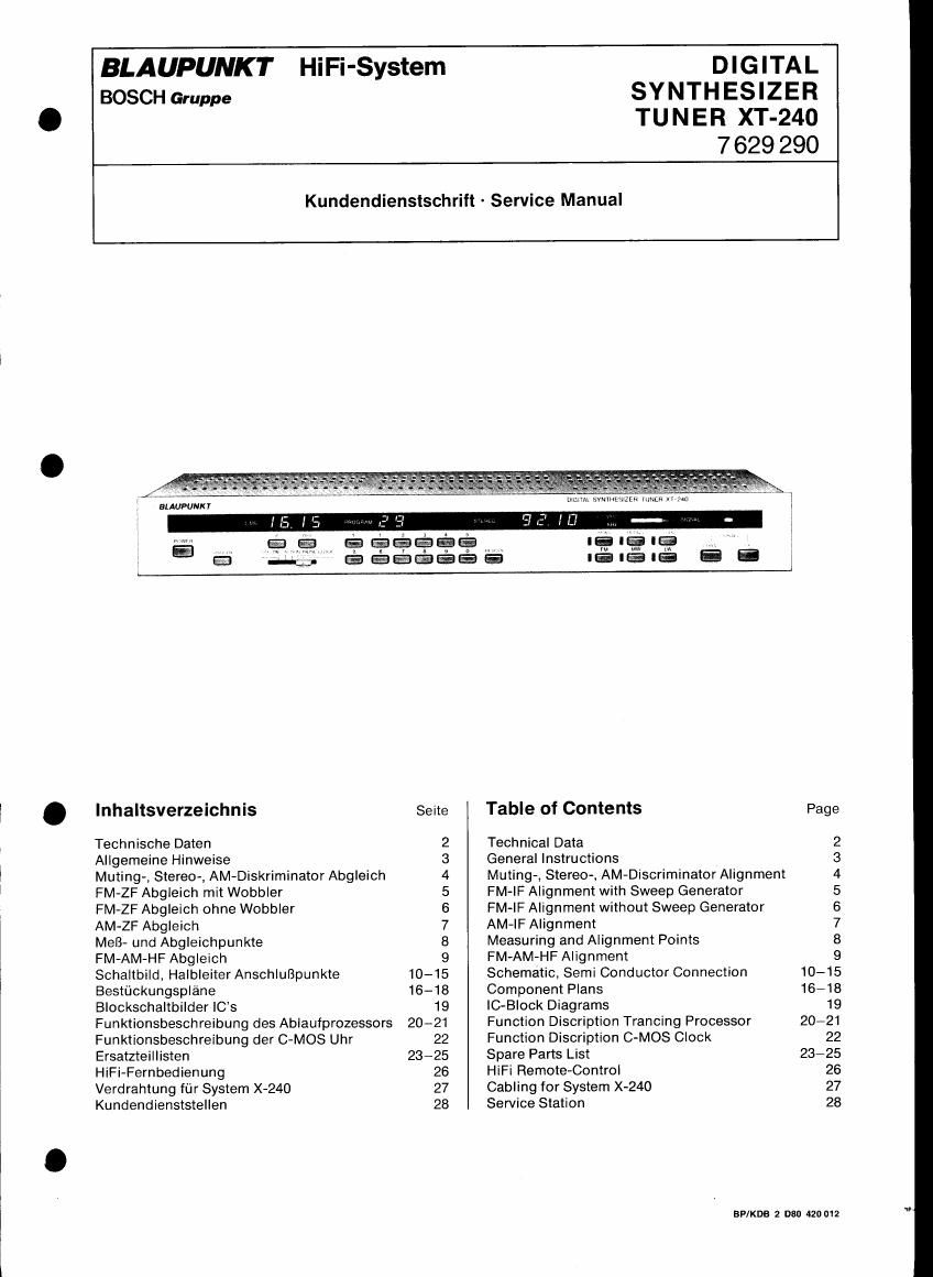 Blaupunkt XT 240 Service Manual