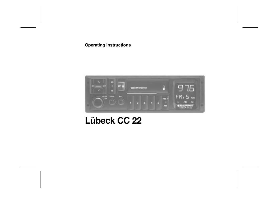 Blaupunkt lbeck CC 22 Owners Manual
