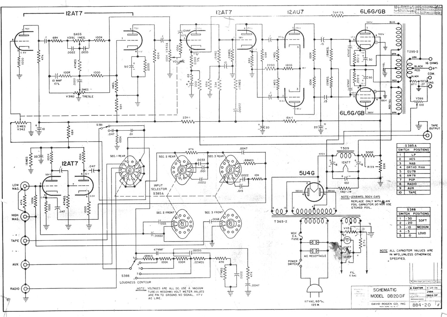 Bogen DB 20DF Schematic