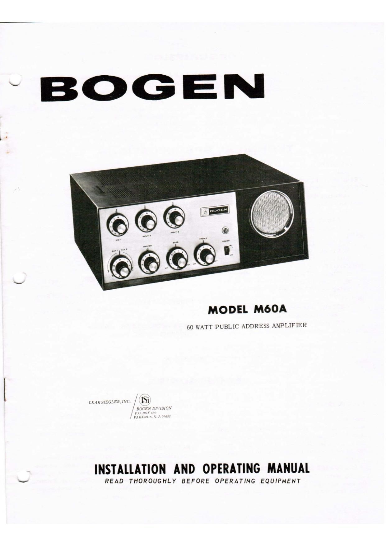 Bogen M60A Operating Manual