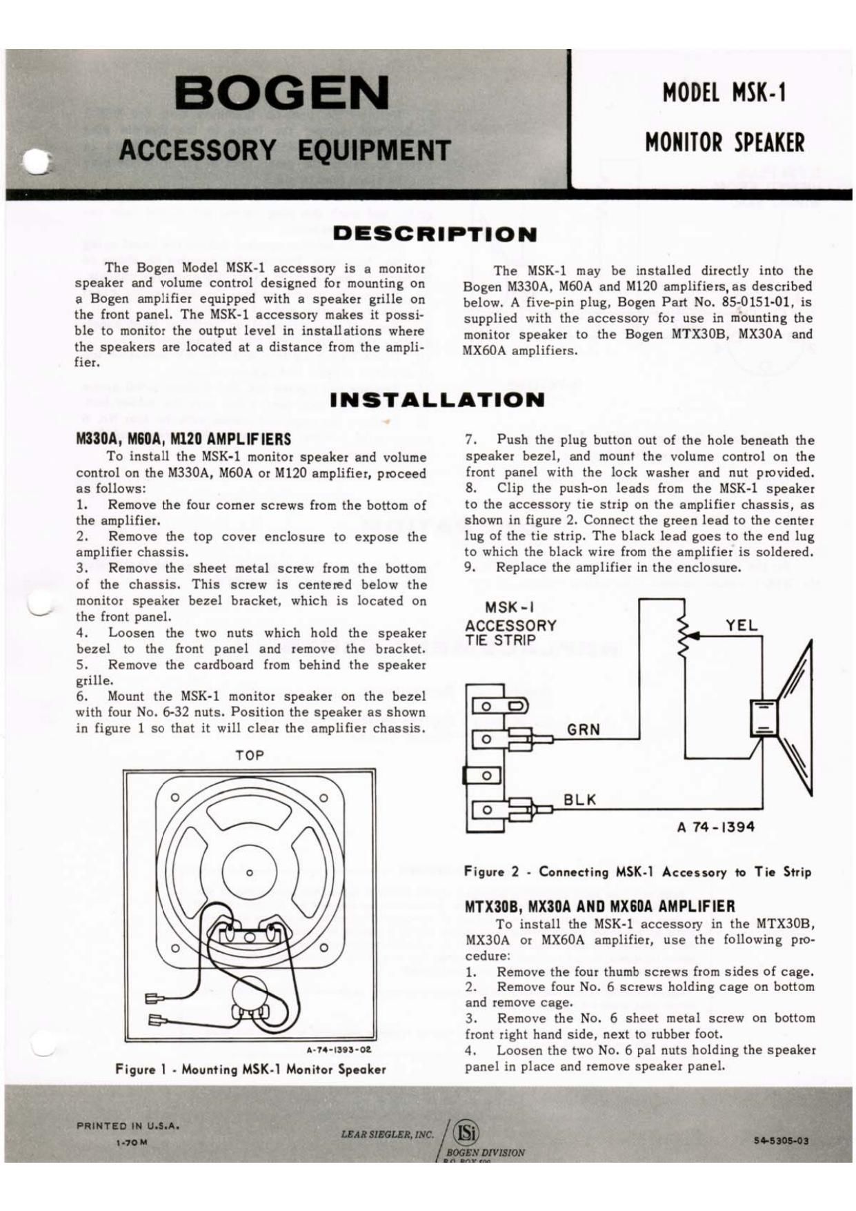 Bogen MSK1 Operating Manual