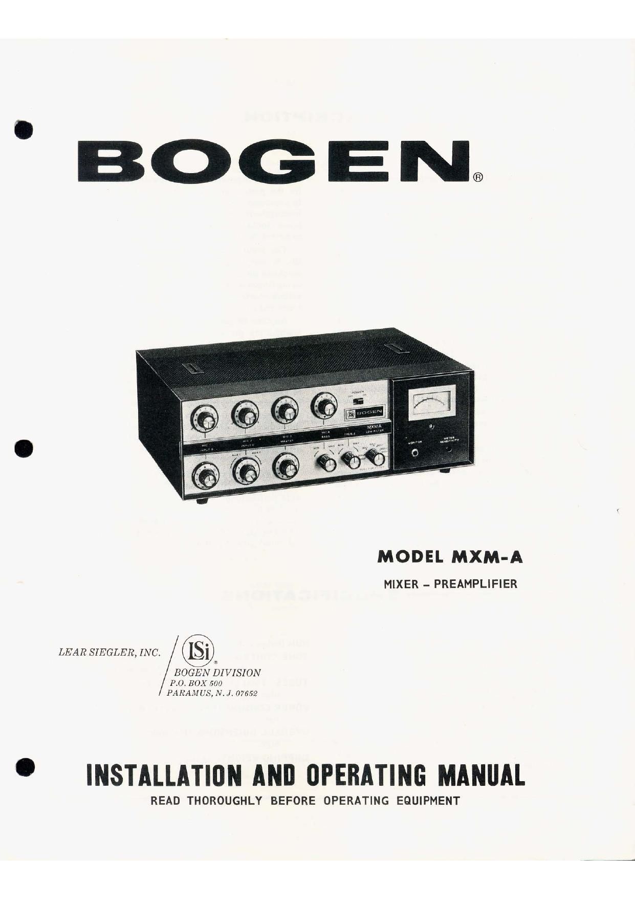 Bogen MXM A Operating Manual